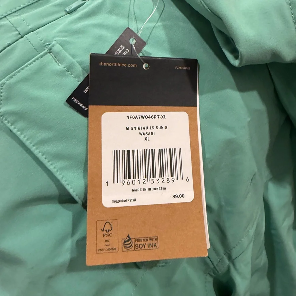 The North Face‎ M Snikatau Long Sleeve Sun Shirt Wasabi Green Men’s XL NWT